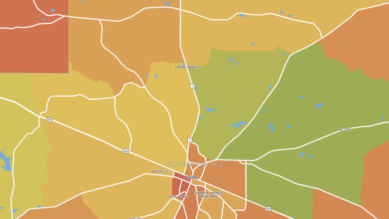 Graham, GA Map of Robbery Rates