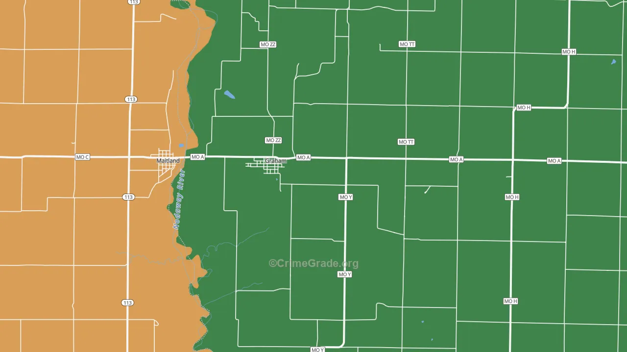 Graham, MO Map of Robbery Rates
