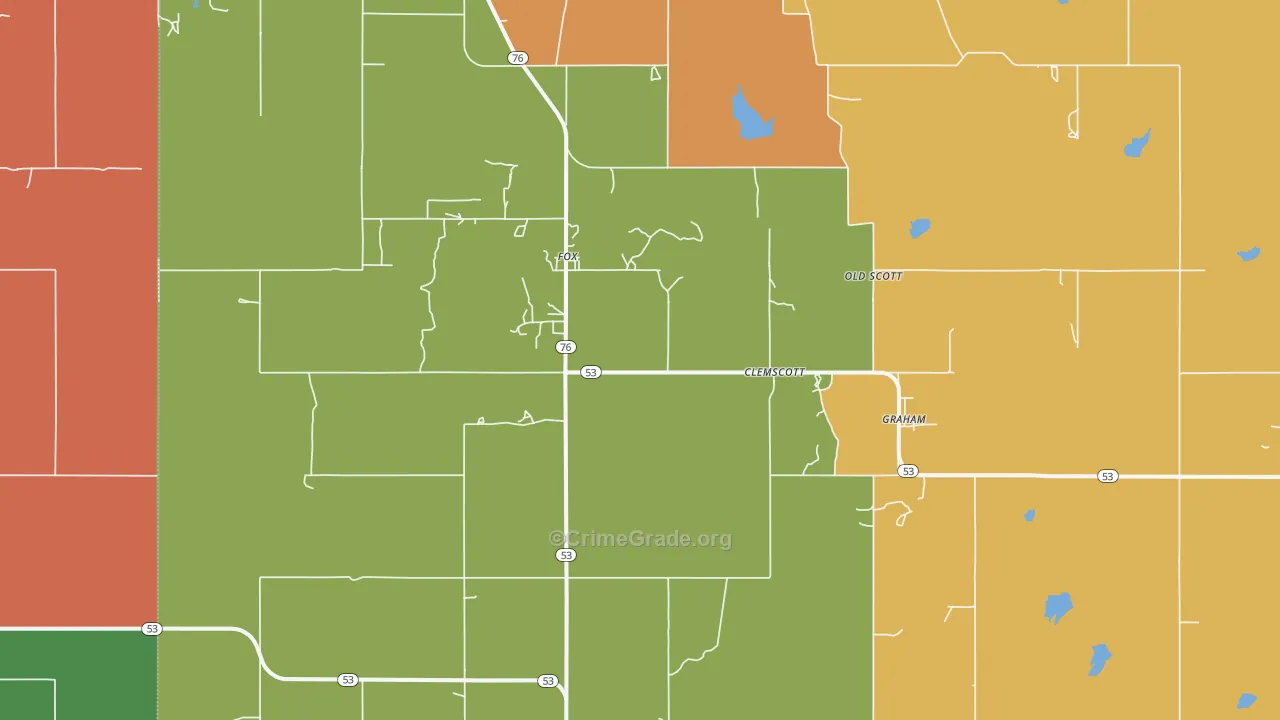 Graham, OK Map of Robbery Rates