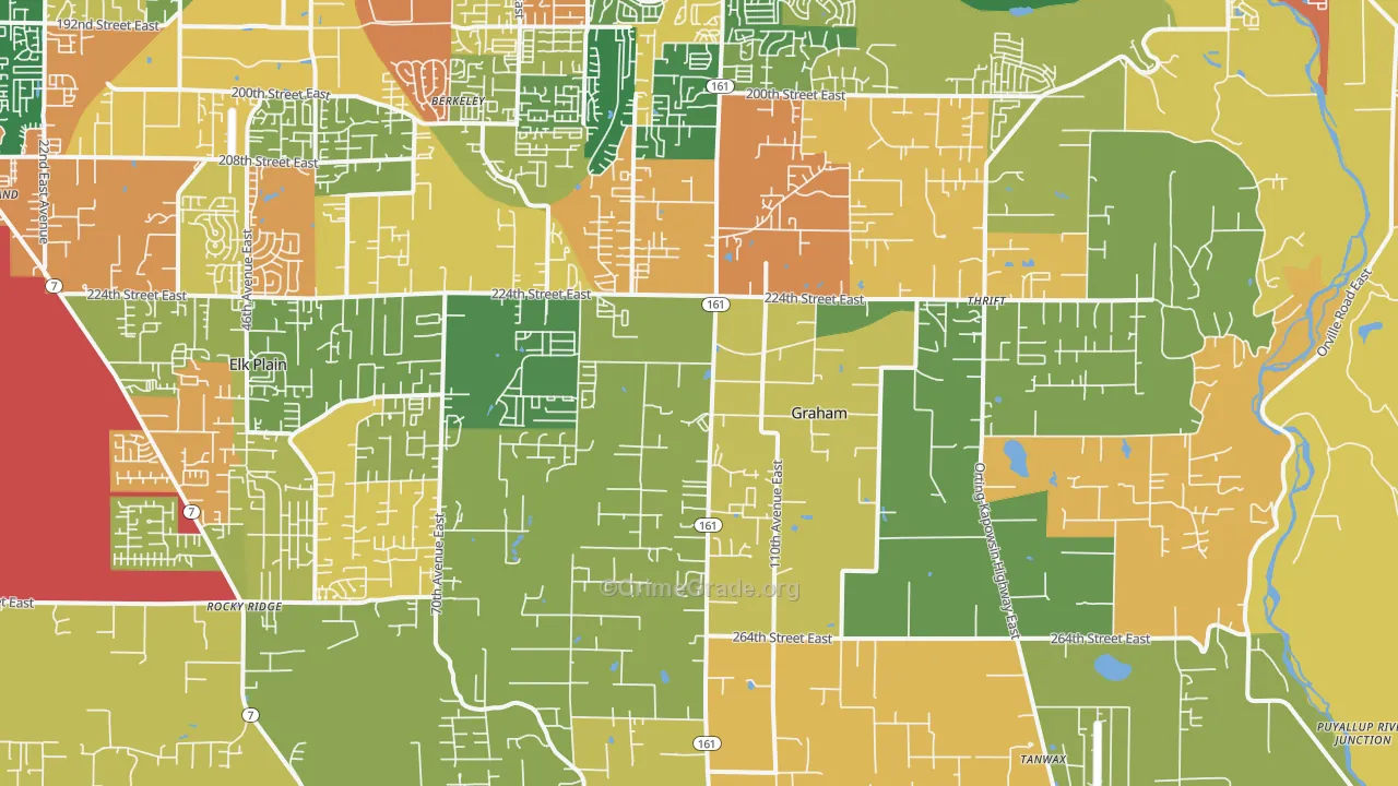 Graham, WA Map of Robbery Rates