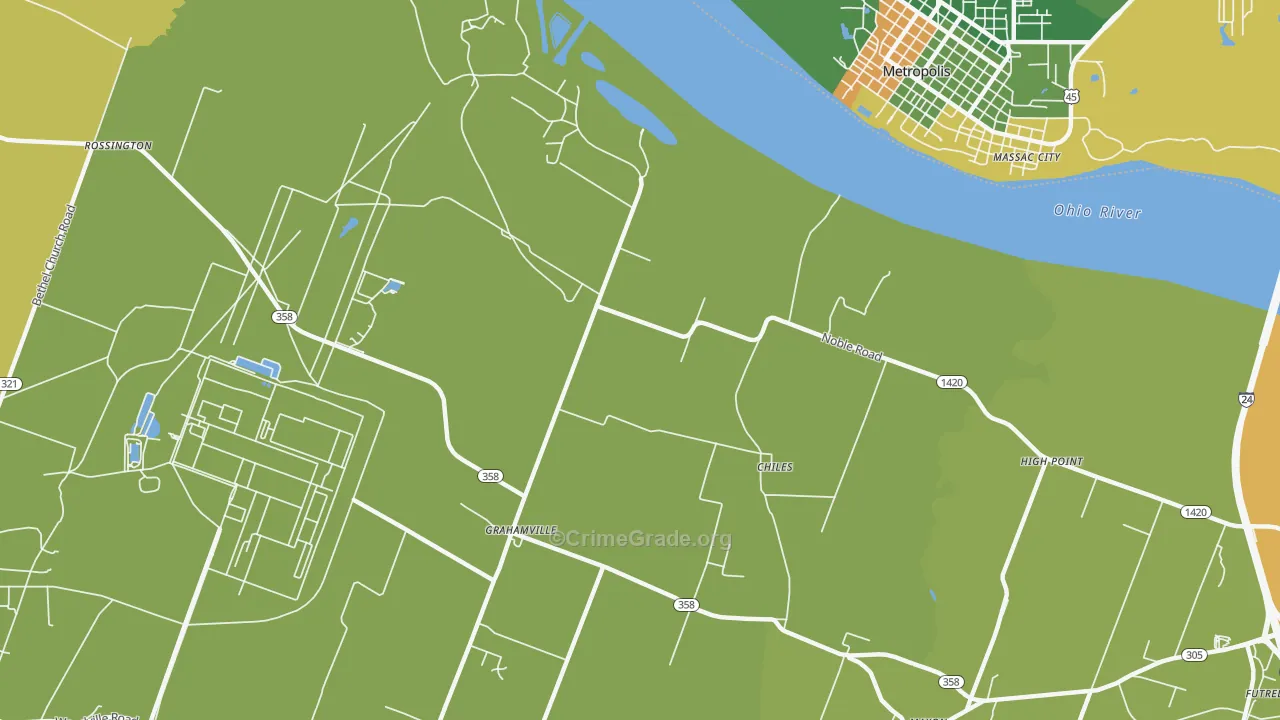 Grahamville, KY Map of Robbery Rates