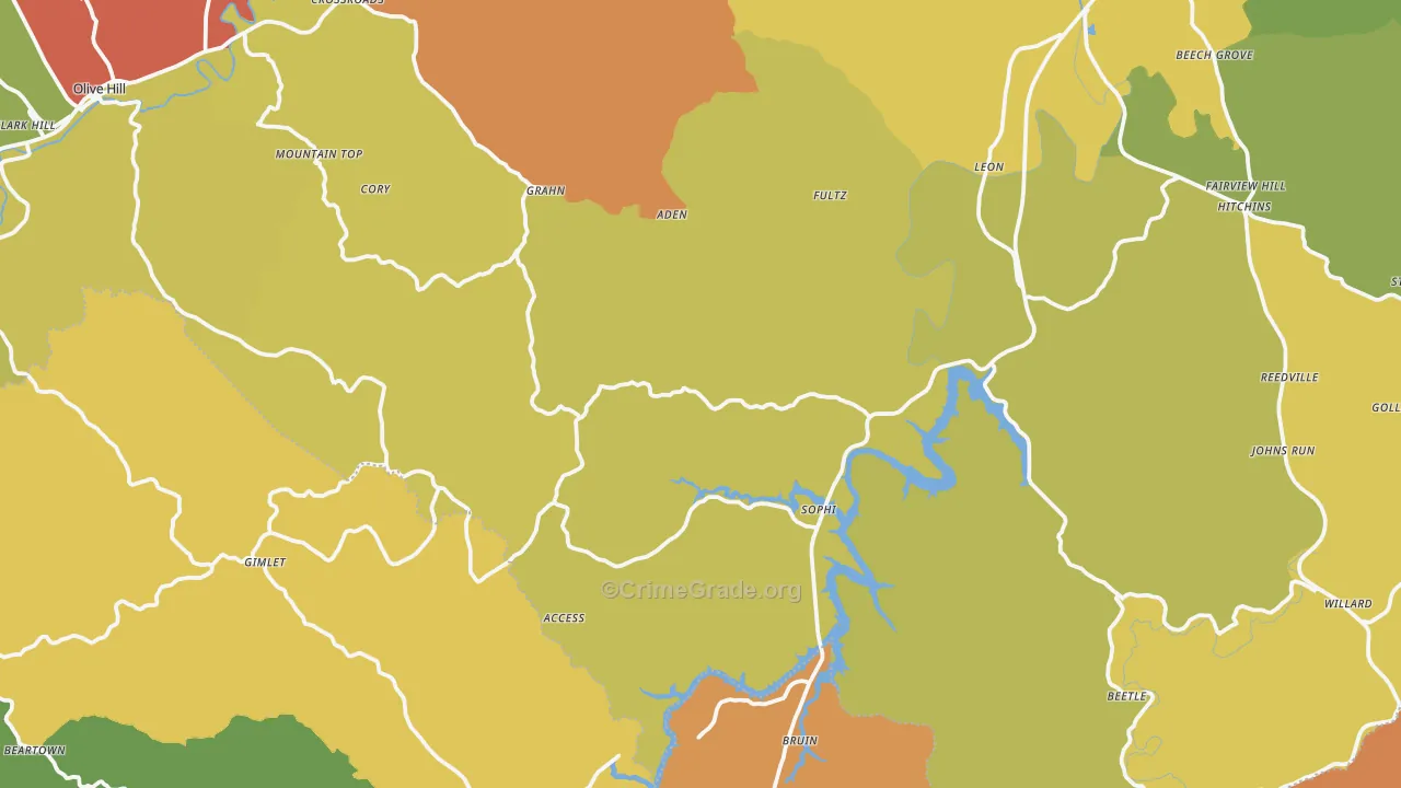 Grahn, KY Map of Robbery Rates