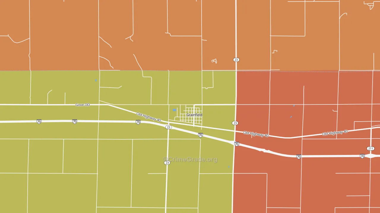 Grainfield, KS Map of Robbery Rates
