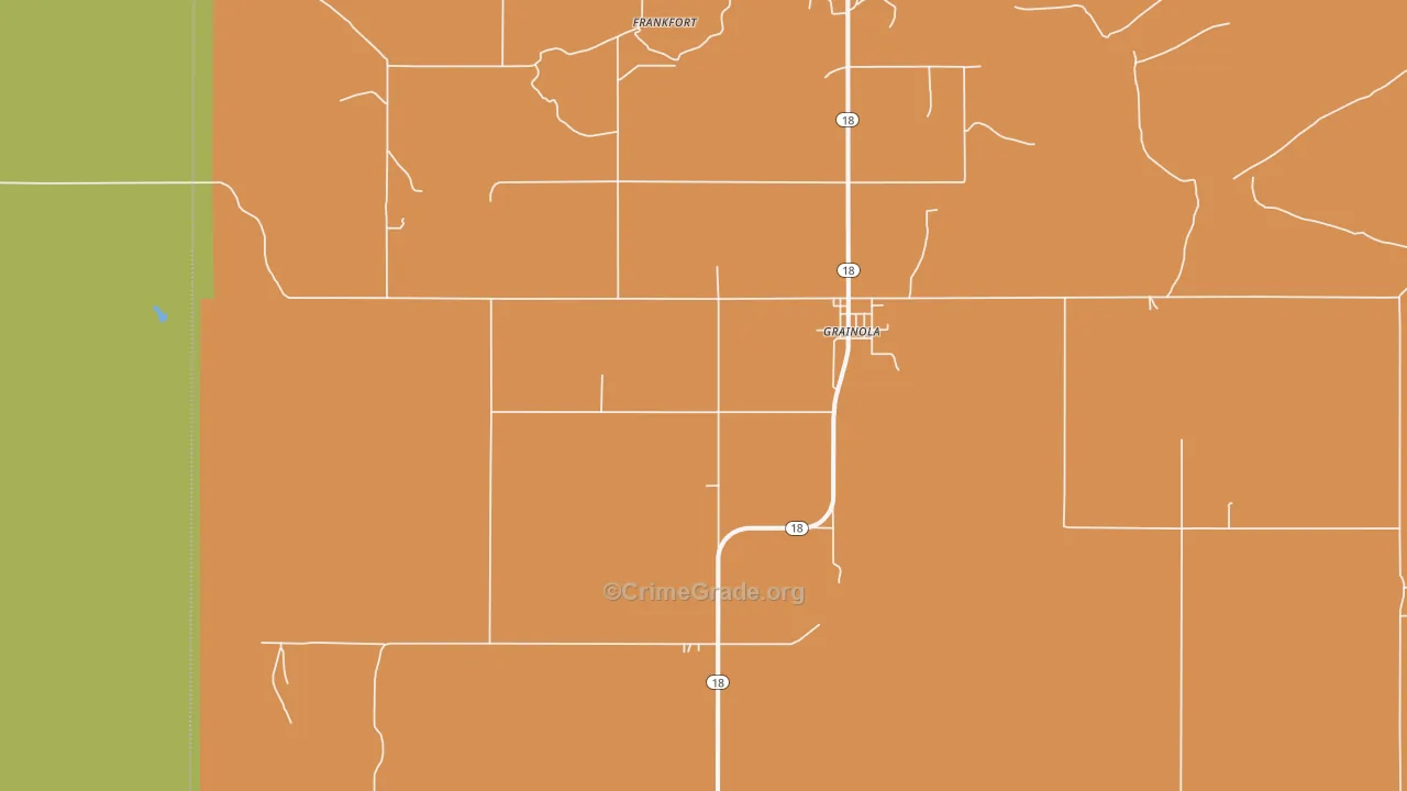 Grainola, OK Map of Robbery Rates