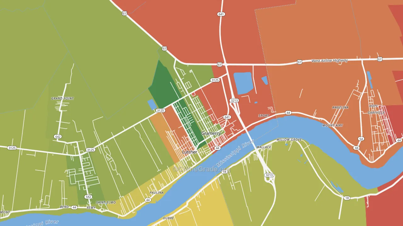 Gramercy, LA Map of Robbery Rates