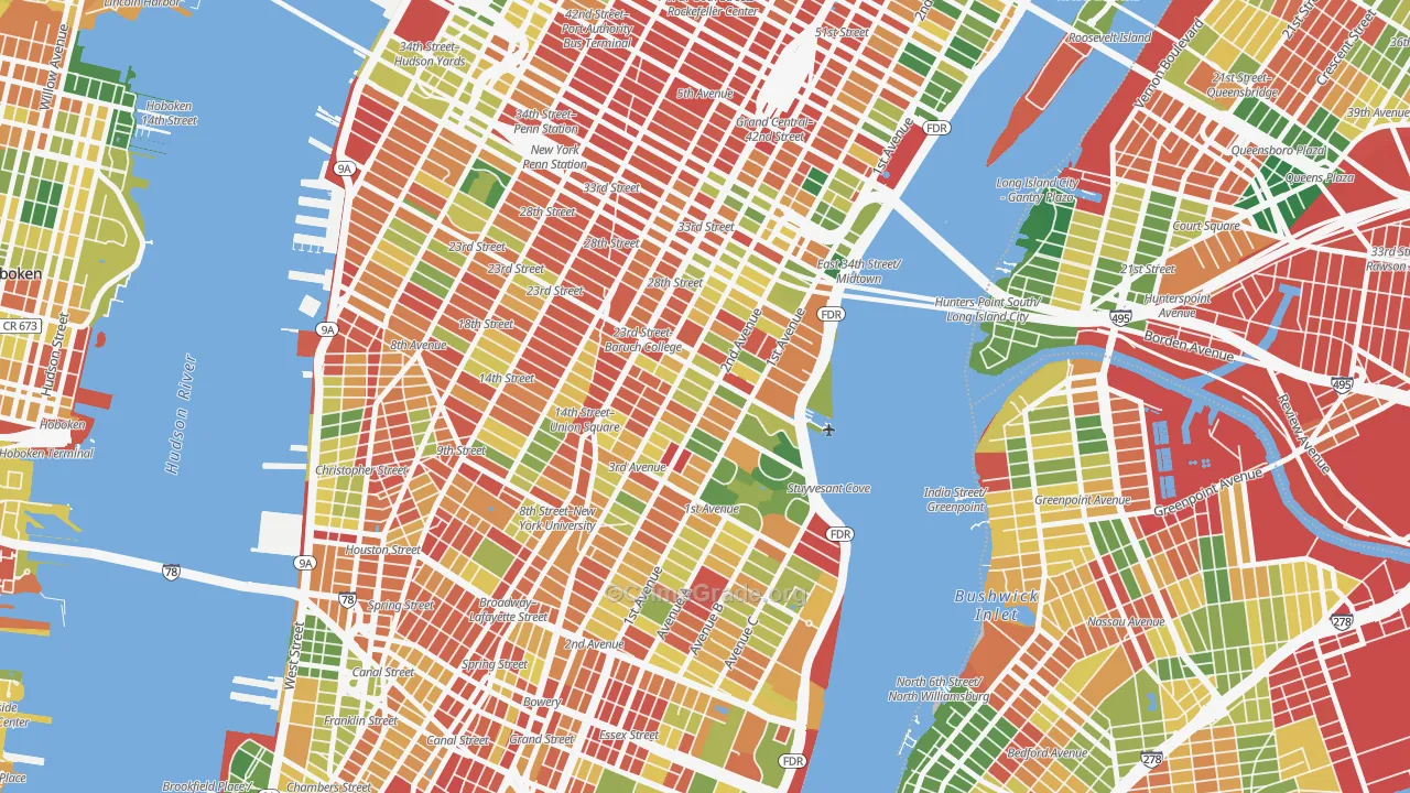 Gramercy, Manhattan, NY Map of Robbery Rates