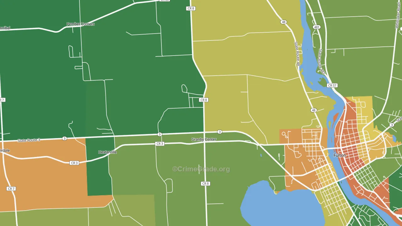 Granby Center, NY Map of Robbery Rates