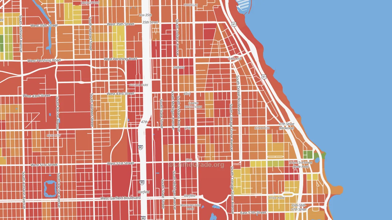 Grand Boulevard, Chicago, IL Map of Robbery Rates