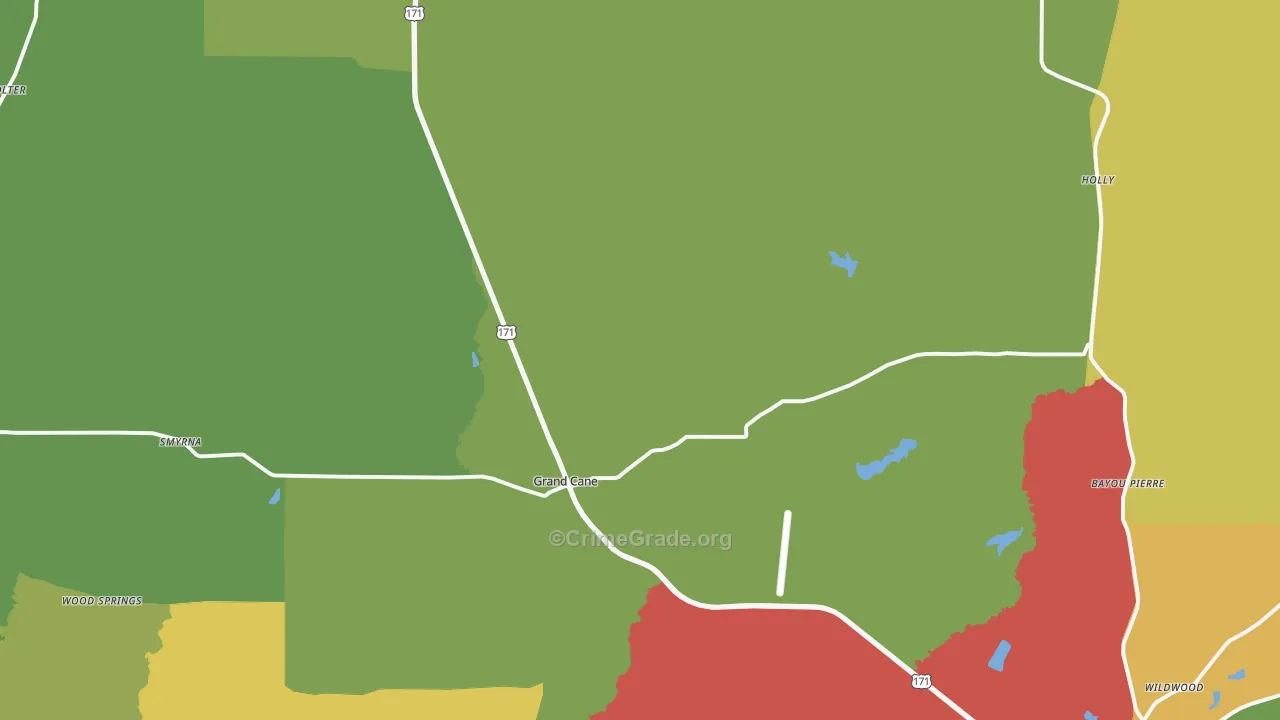 Grand Cane, LA Map of Robbery Rates