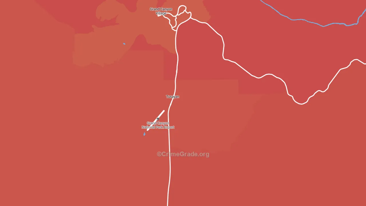 Grand Canyon, AZ Map of Robbery Rates