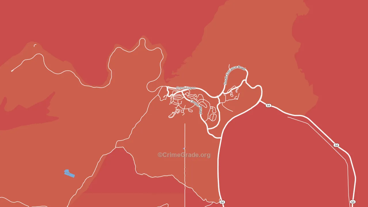 Grand Canyon Village, AZ Map of Robbery Rates