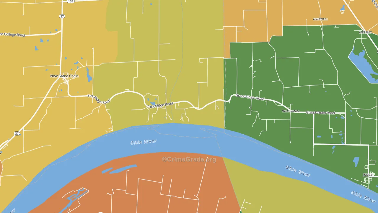 Grand Chain, IL Map of Robbery Rates