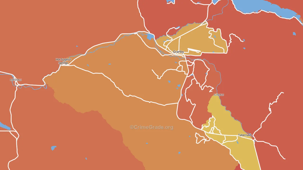 Grand County, CO Map of Robbery Rates