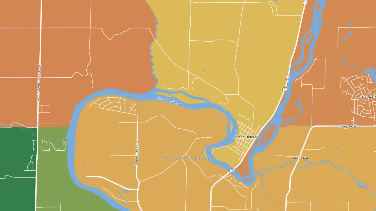 Grand Detour, IL Map of Robbery Rates