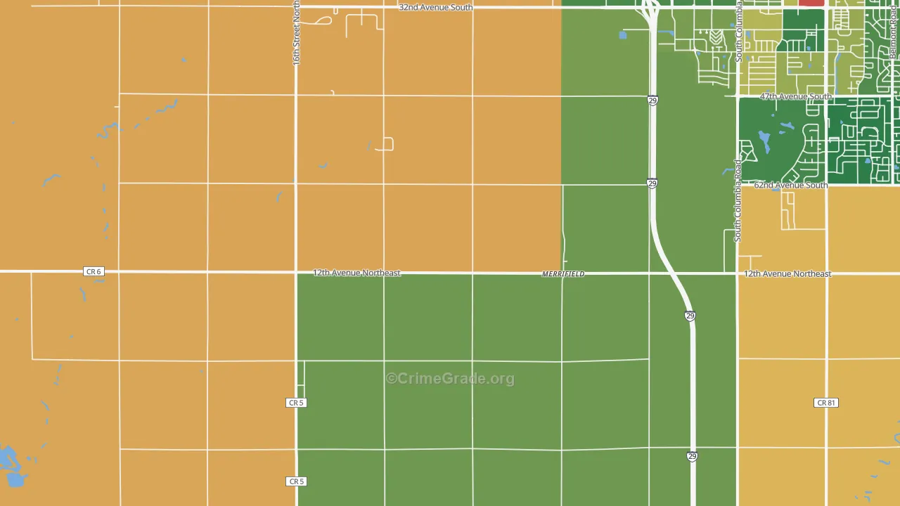 Grand Forks Air Force Base, ND Map of Robbery Rates