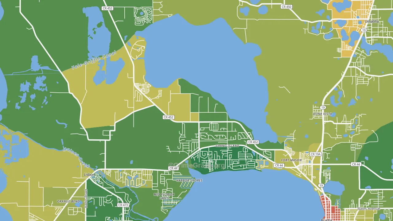 Grand Island, FL Map of Robbery Rates