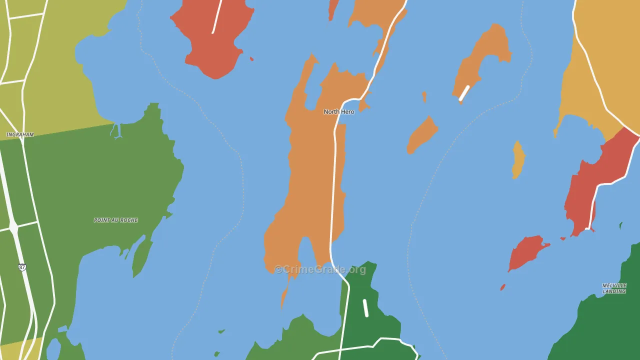 Grand Isle County, VT Map of Robbery Rates