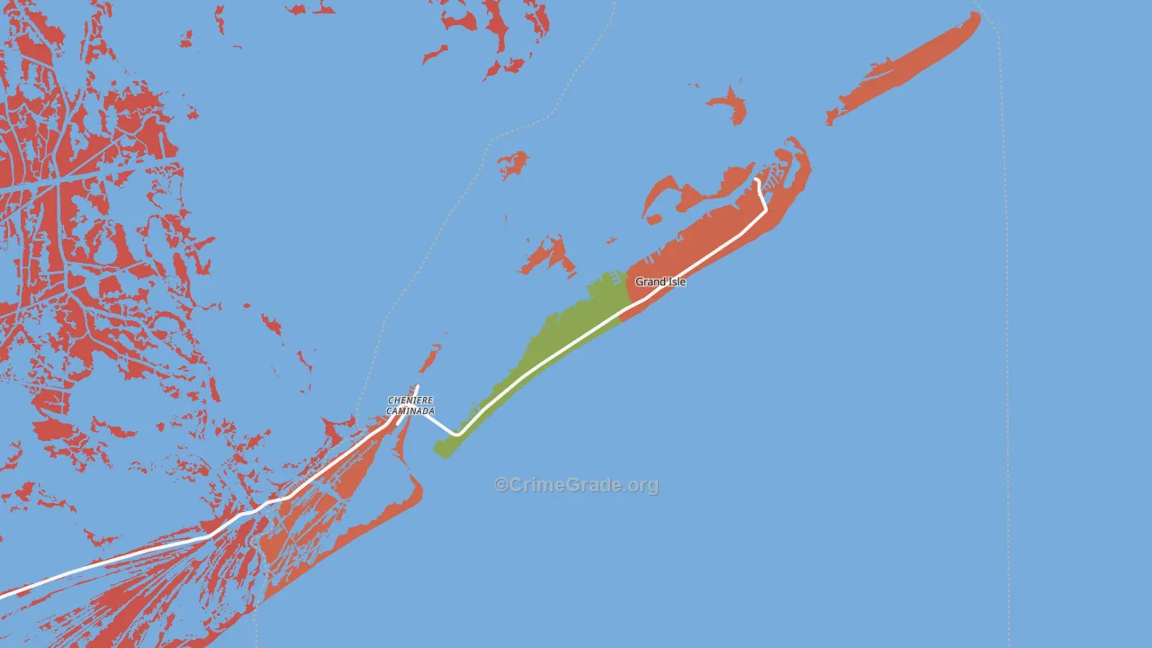 Grand Isle, LA Map of Robbery Rates
