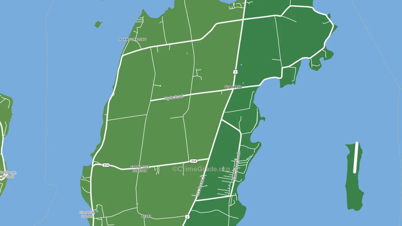 Grand Isle, VT Map of Robbery Rates