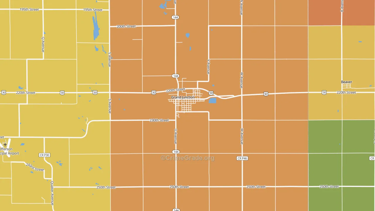 Grand Junction, IA Map of Robbery Rates