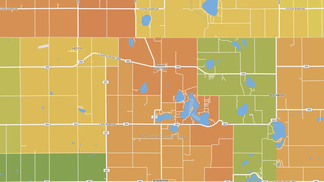 Grand Junction, MI Map of Robbery Rates