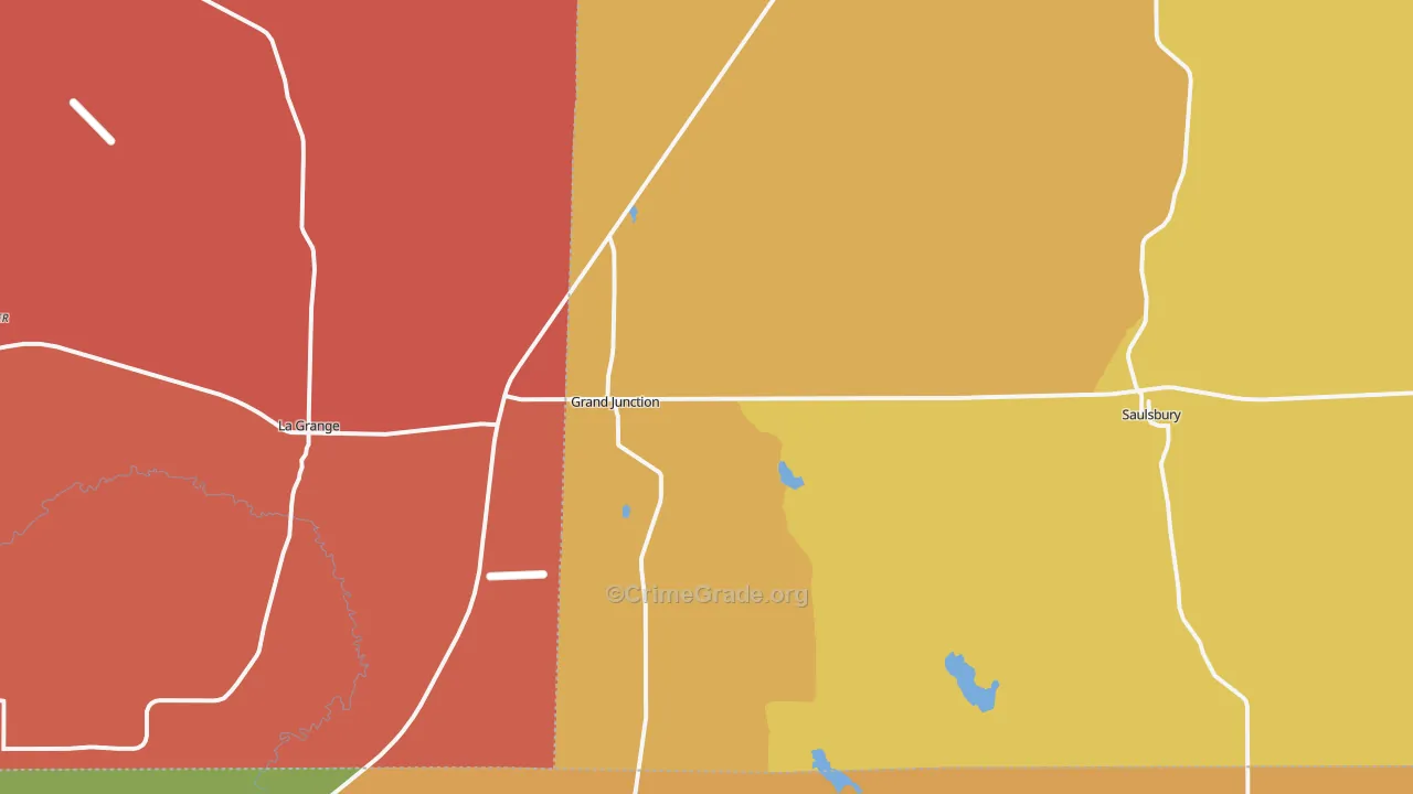 Grand Junction, TN Map of Robbery Rates