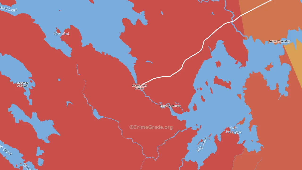 Grand Lake Stream, ME Map of Robbery Rates
