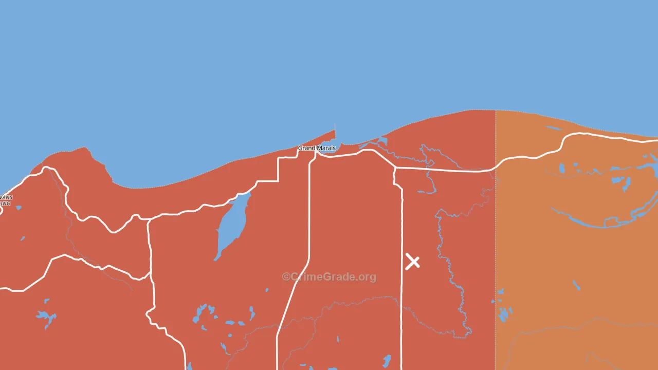 Grand Marais, MI Map of Robbery Rates