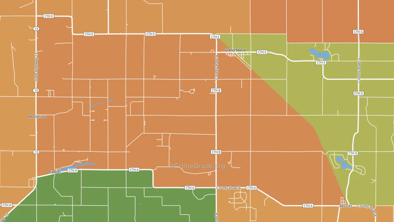 Grand Marsh, WI Map of Robbery Rates