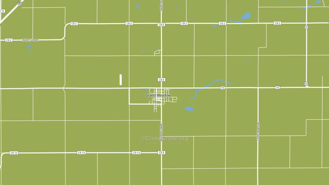 Grand Meadow, MN Map of Robbery Rates