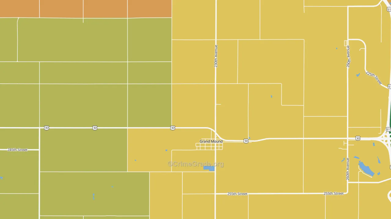 Grand Mound, IA Map of Robbery Rates