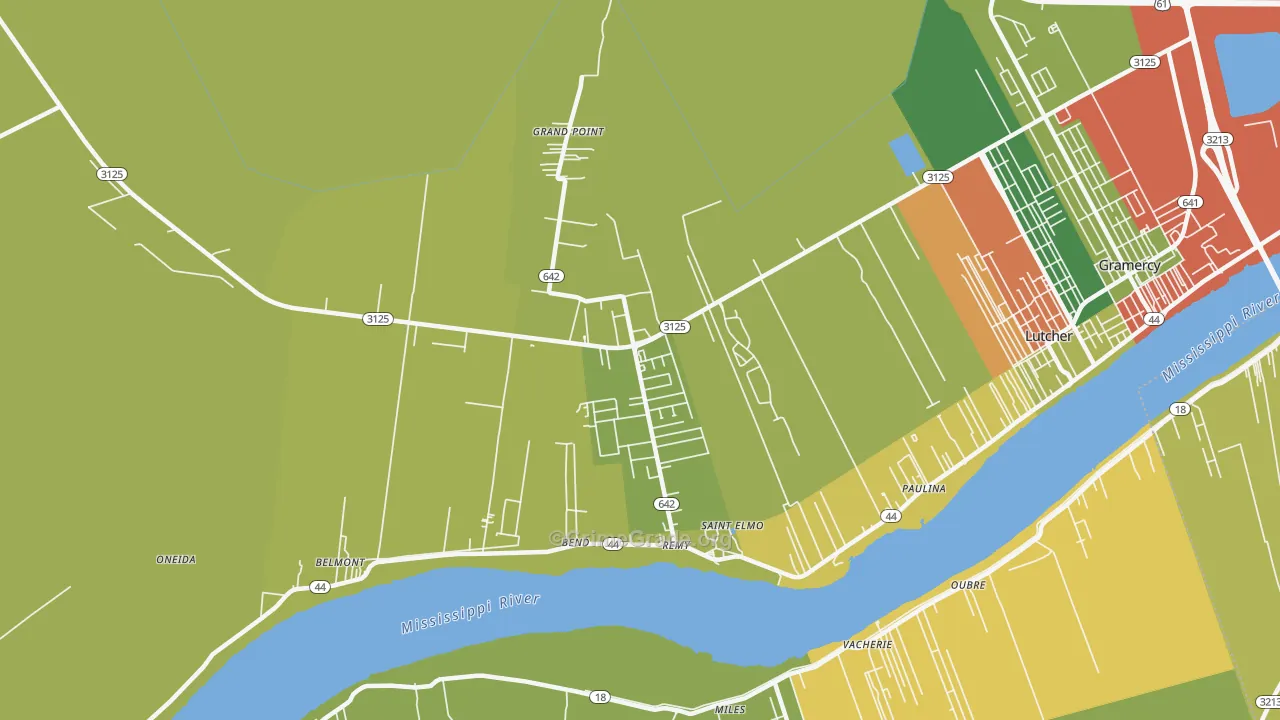 Grand Point, LA Map of Robbery Rates