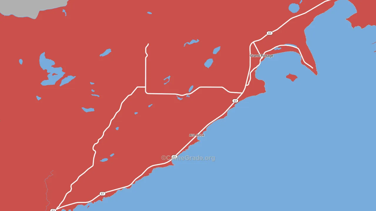 Grand Portage, MN Map of Robbery Rates