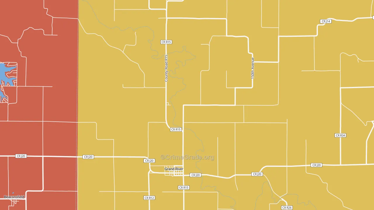 Grand River, IA Map of Robbery Rates