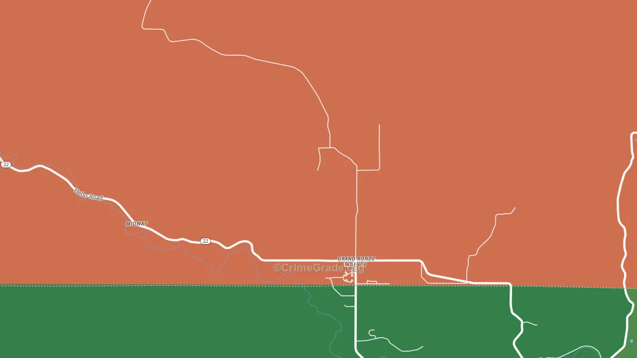 Grand Ronde Agency, OR Map of Robbery Rates