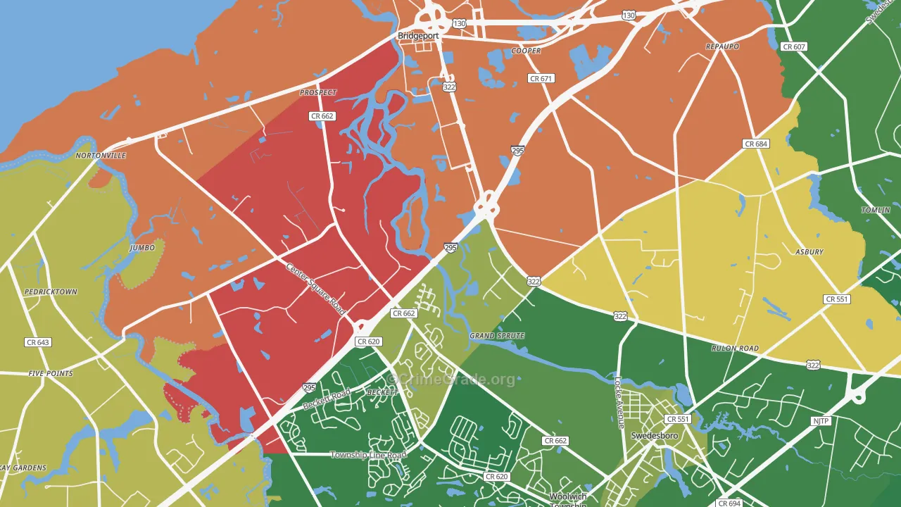 Grand Sprute, NJ Map of Robbery Rates