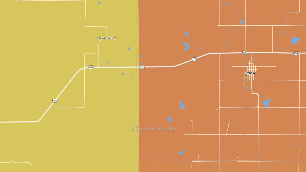 Grand Summit, KS Map of Robbery Rates