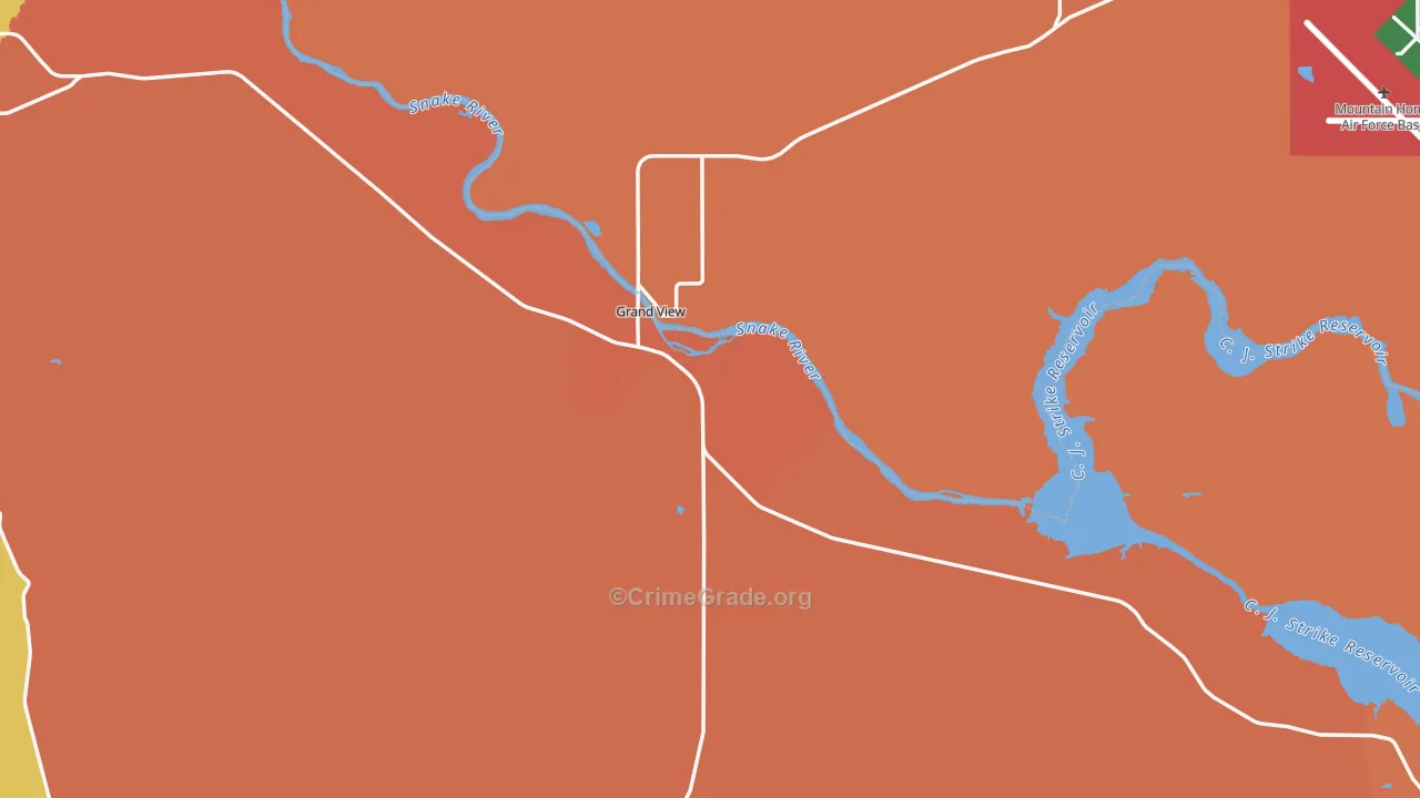 Grand View, ID Map of Robbery Rates