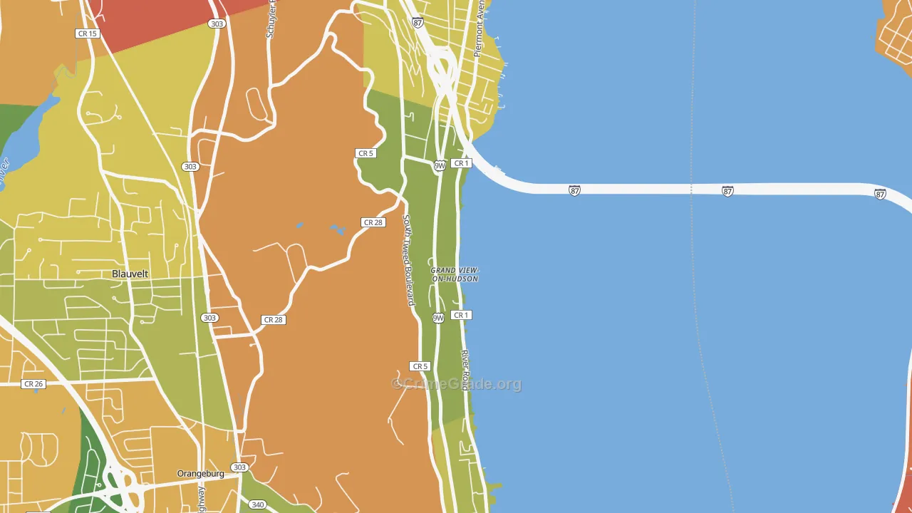 Grand View-on-Hudson, NY Map of Robbery Rates