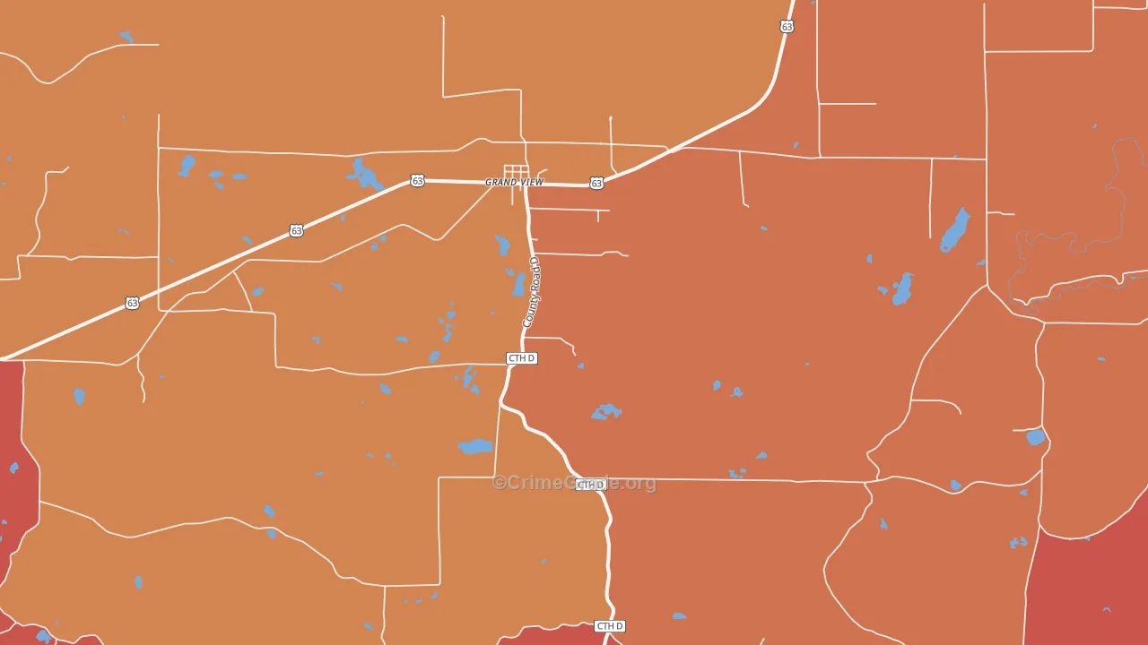 Grand View, WI Map of Robbery Rates