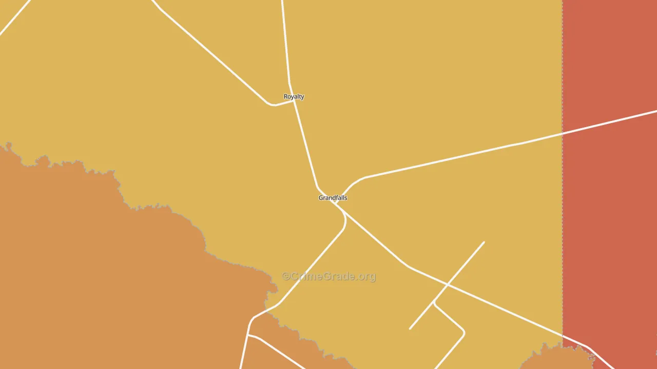 Grandfalls, TX Map of Robbery Rates