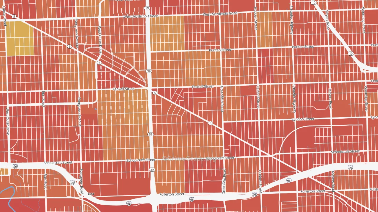 Grandmont-Rosedale, Detroit, MI Map of Robbery Rates