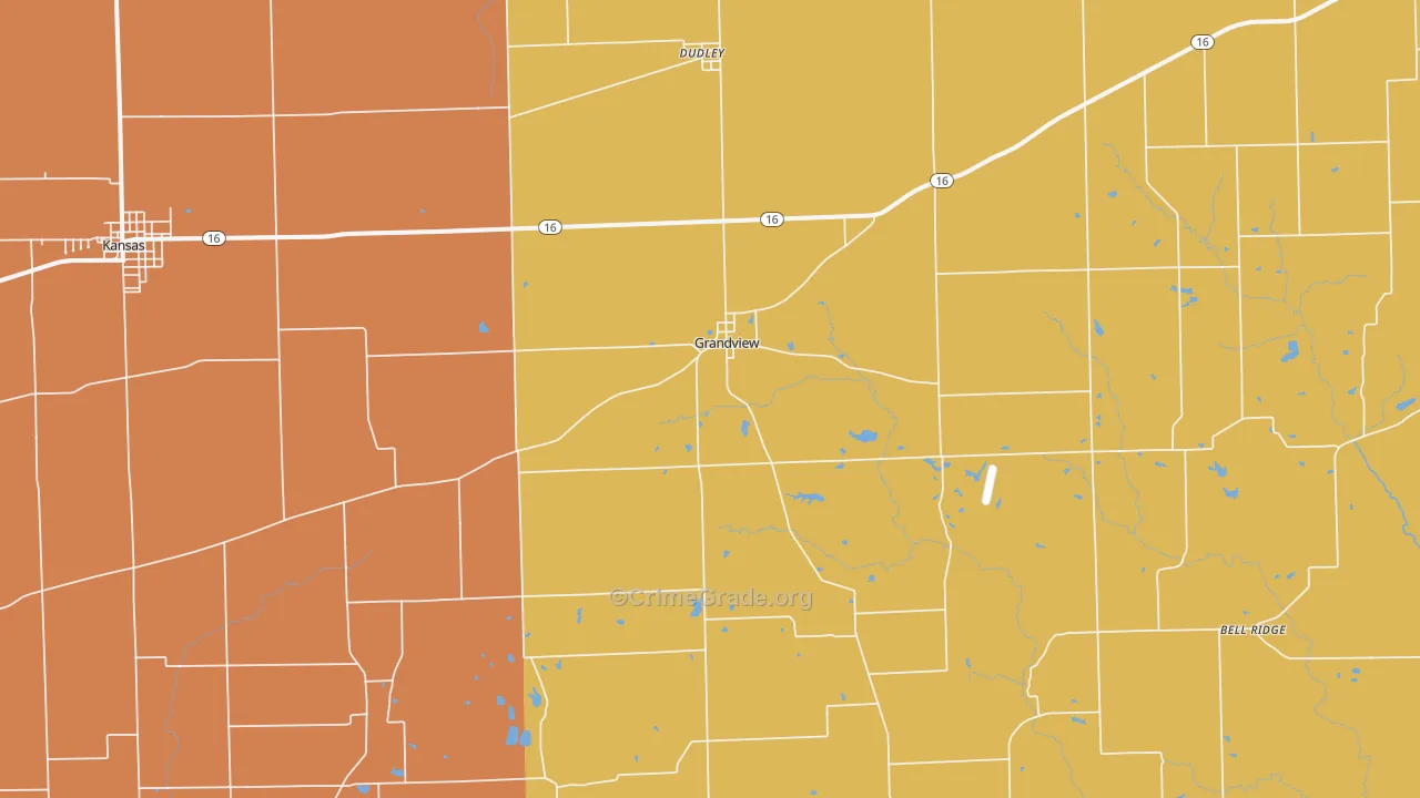 Grandview, IL Map of Robbery Rates