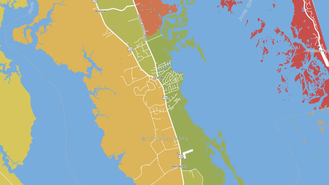 Grandy, NC Map of Robbery Rates