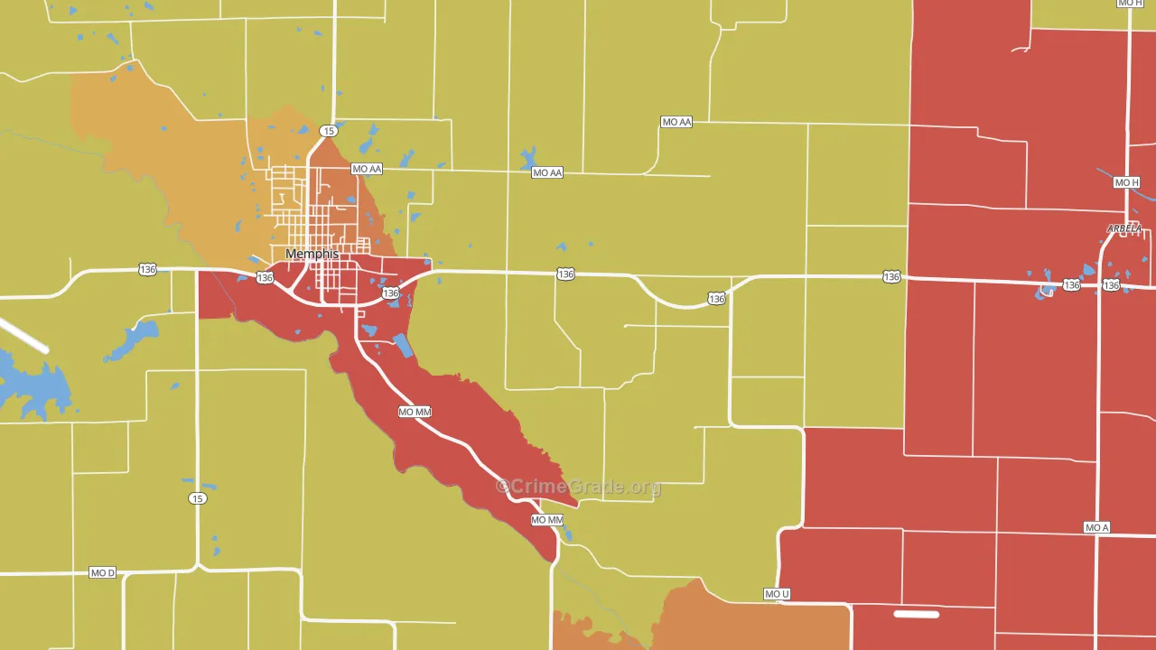 Granger, MO Map of Robbery Rates