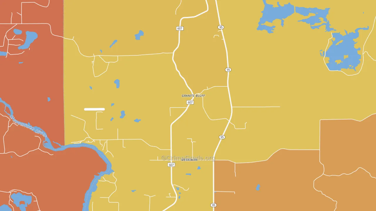 Granite Bluff, MI Map of Robbery Rates