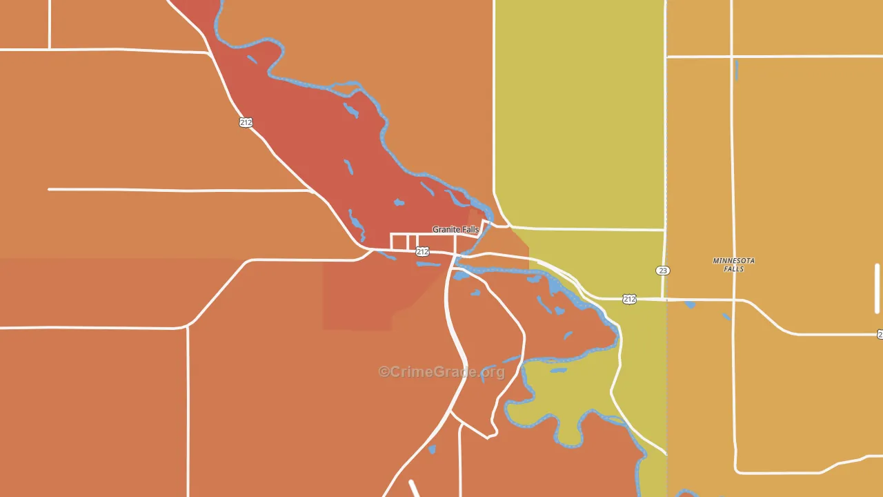 Granite Falls, MN Map of Robbery Rates