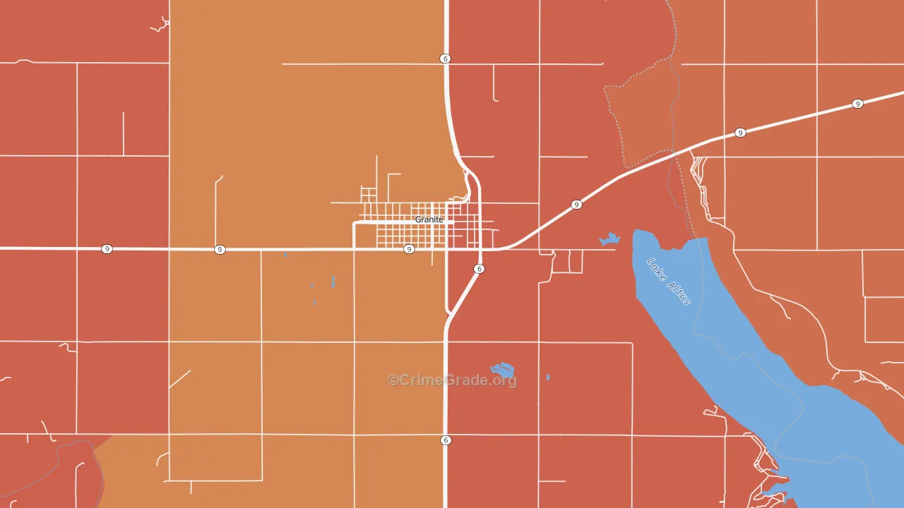 Granite, OK Map of Robbery Rates