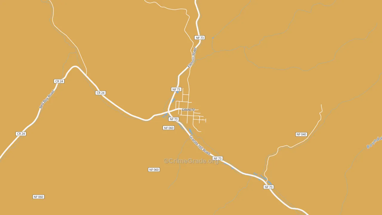 Granite, OR Map of Robbery Rates