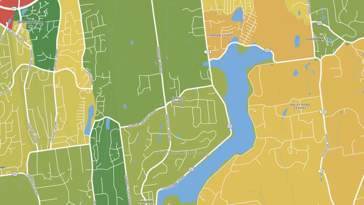 Granite Springs, NY Map of Robbery Rates